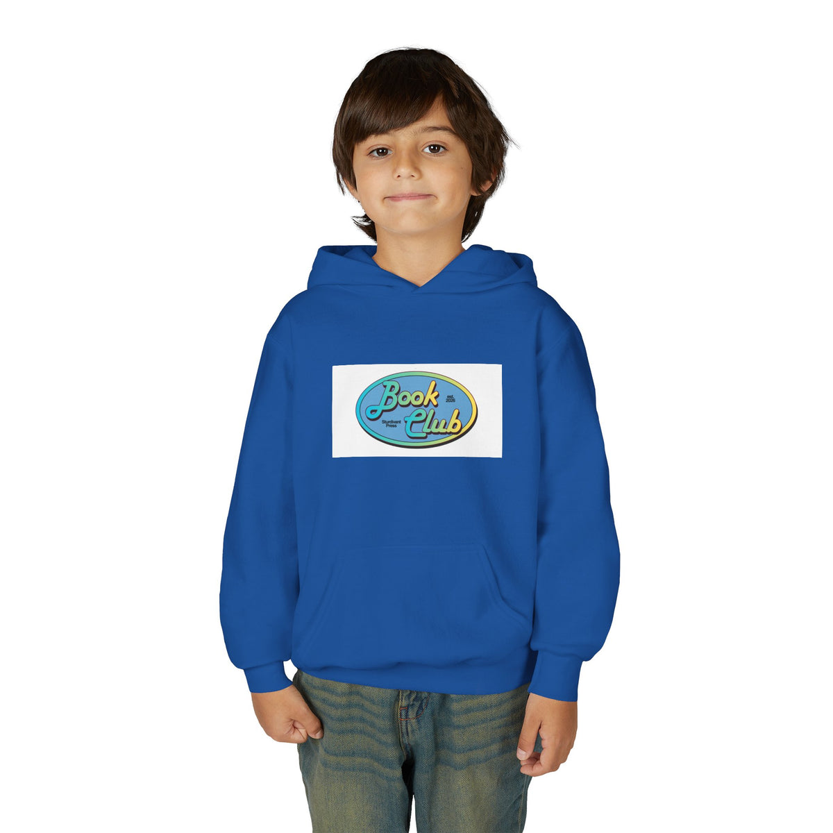 Youth Hoodie — 'Book Club' Front Logo & 'Grow In Peace' Botanical Back Graphic