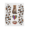 Leopard Heart Velveteen Plush Blanket – Rainbow Cheetah Print Cozy Throw