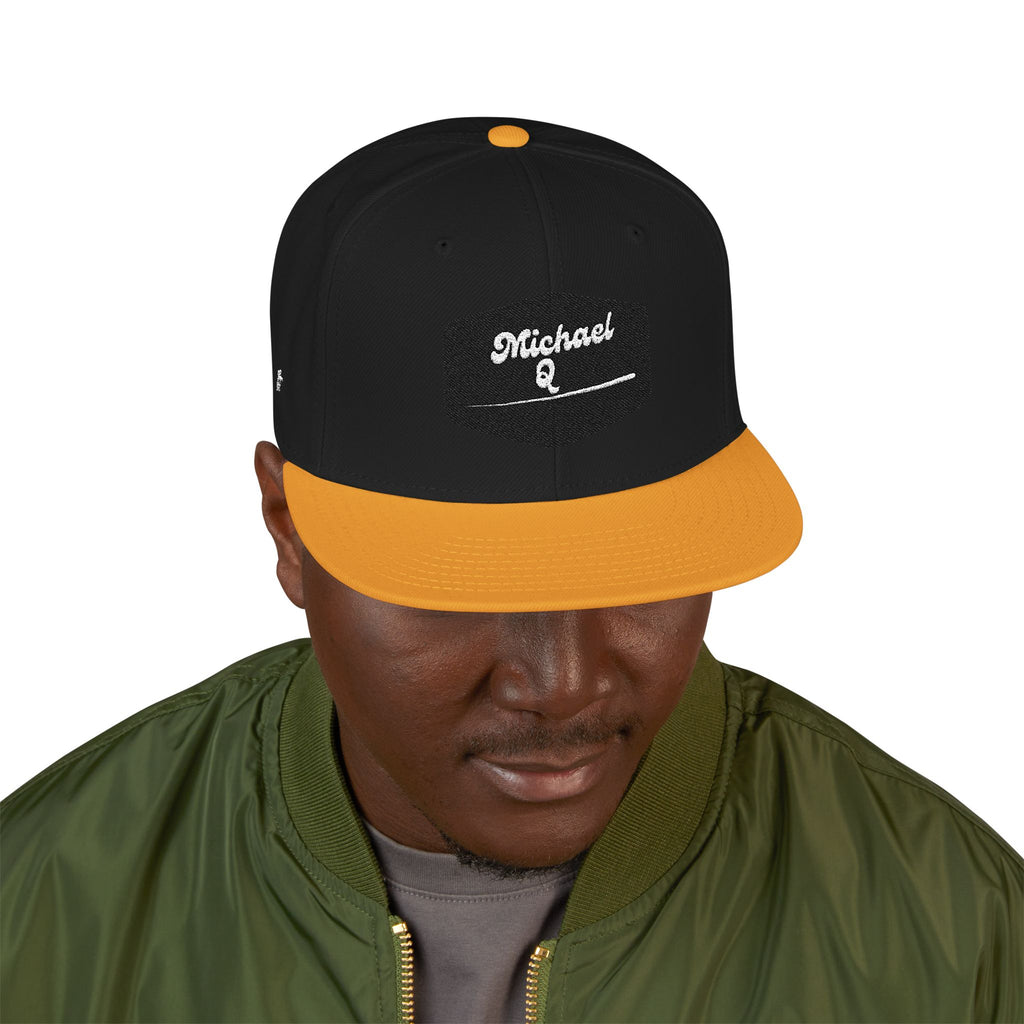 Embroidered 'Stoked' Snapback Hat — Black & Charcoal Skate Cap