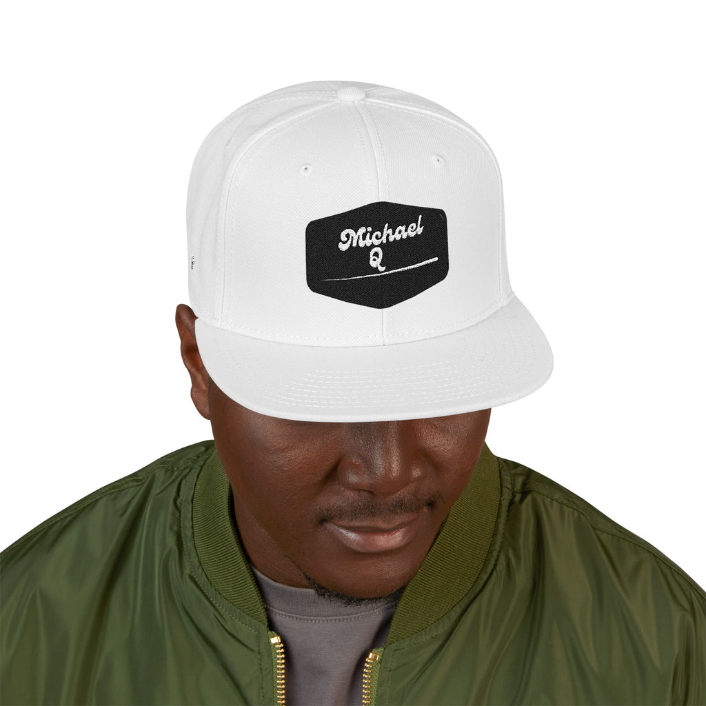 Embroidered 'Stoked' Snapback Hat — Black & Charcoal Skate Cap