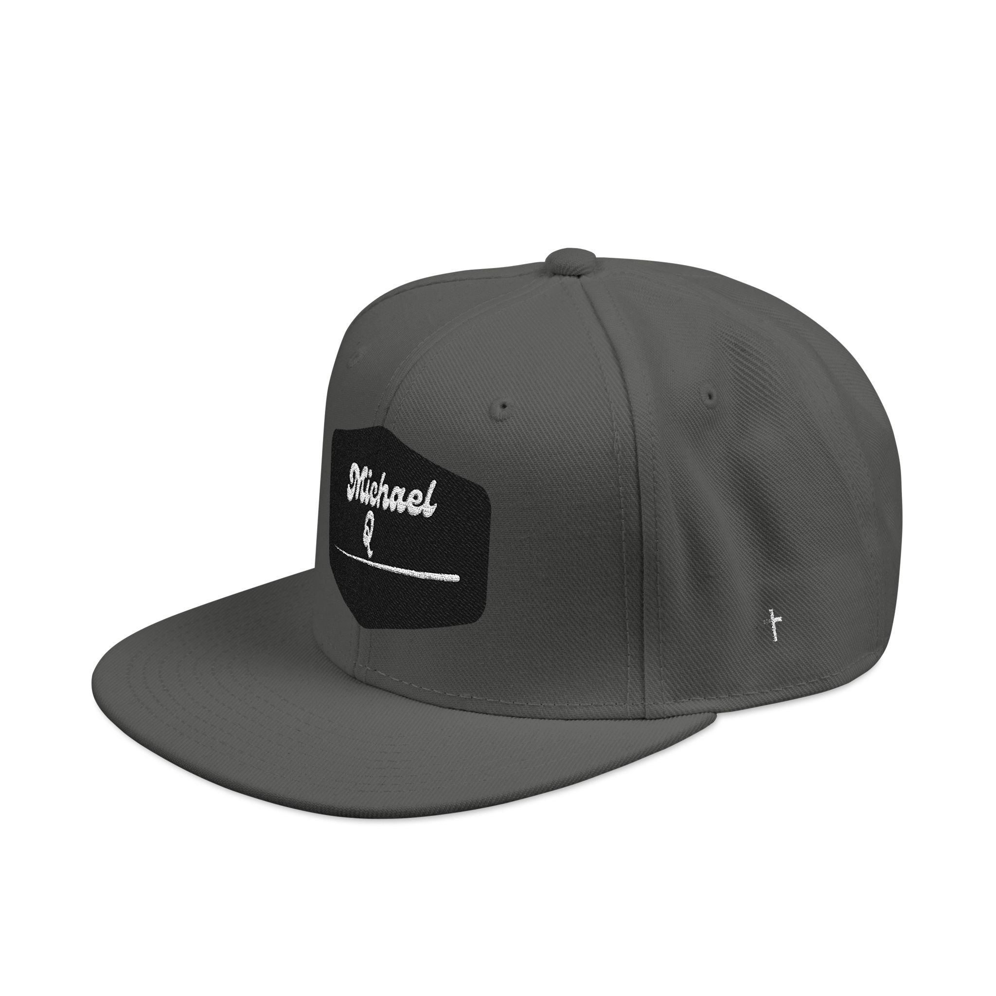 Embroidered 'Stoked' Snapback Hat — Black & Charcoal Skate Cap