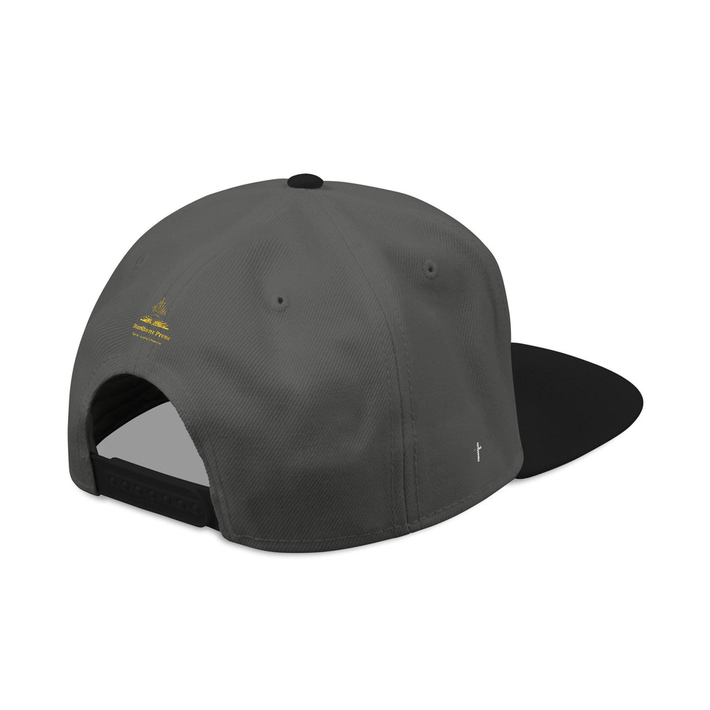 Embroidered 'Stoked' Snapback Hat — Black & Charcoal Skate Cap