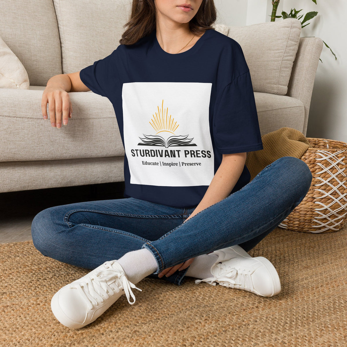 Minimal Lighthouse Logo T-Shirt — Coastal Nautical Graphic Tee