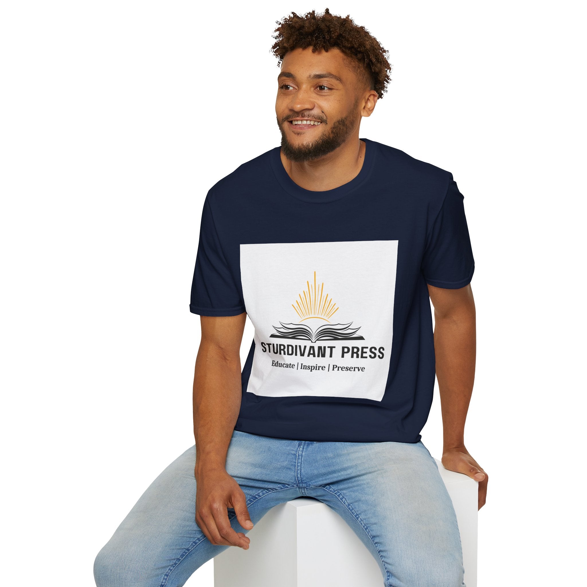 Minimal Lighthouse Logo T-Shirt — Coastal Nautical Graphic Tee