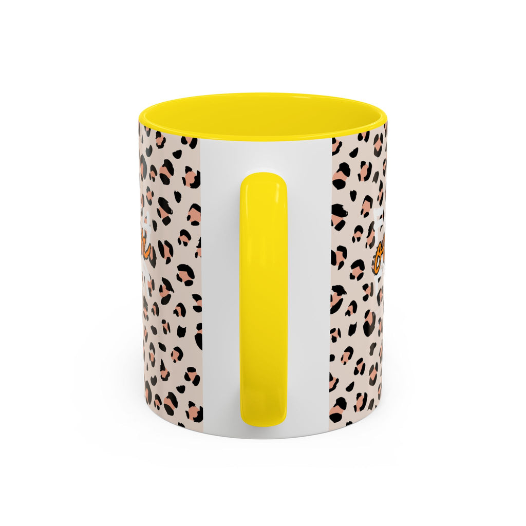 Leopard Print Accent Coffee Mug — Pink & Black Animal Pattern (11/15 oz)