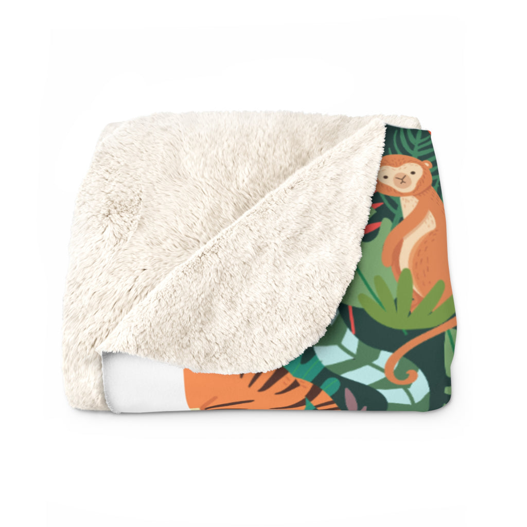 Praise the Lord Sherpa Fleece Blanket – Christian Music Note & Jungle Animal Cozy Throw