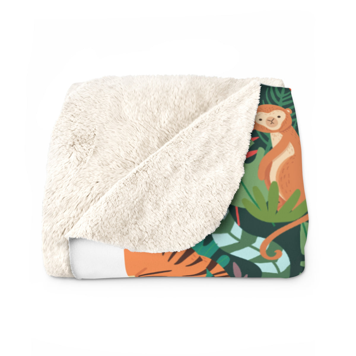 Praise the Lord Sherpa Fleece Blanket – Christian Music Note & Jungle Animal Cozy Throw
