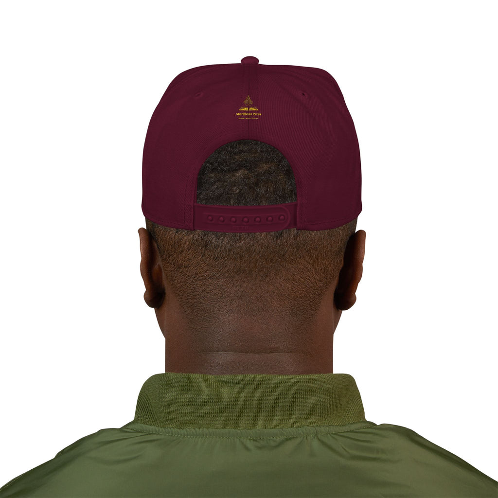 Embroidered 'Stoked' Snapback Hat — Black & Charcoal Skate Cap