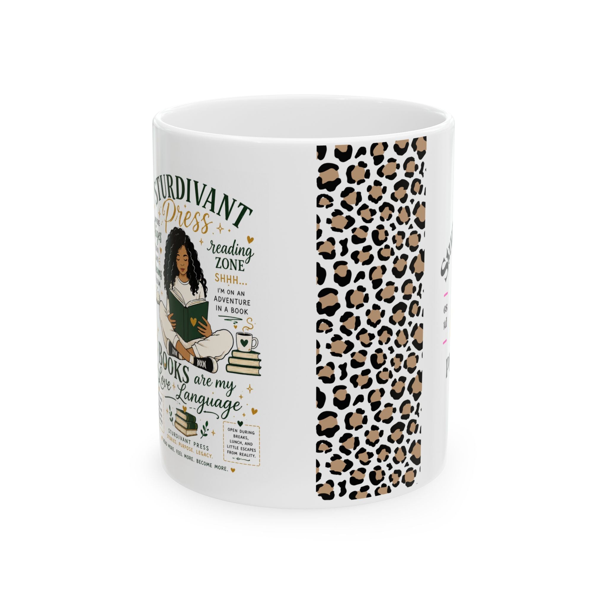 Leopard Accent Ceramic Mug – Saturday Plans: Brunch & Purse Checklist (11oz/15oz)