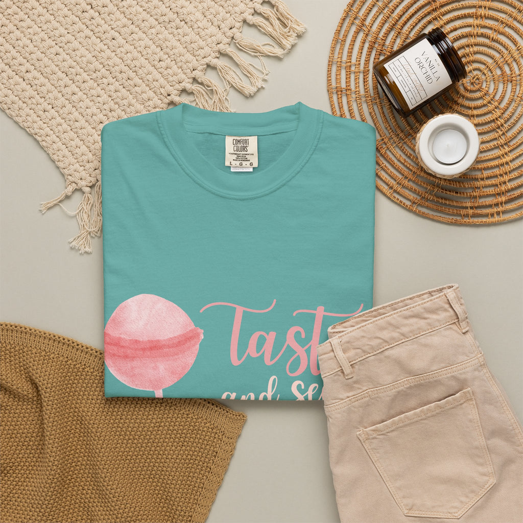 Christian Lollipop Tee — "Taste and See that the Lord is Good" Pink Faith T-Shirt