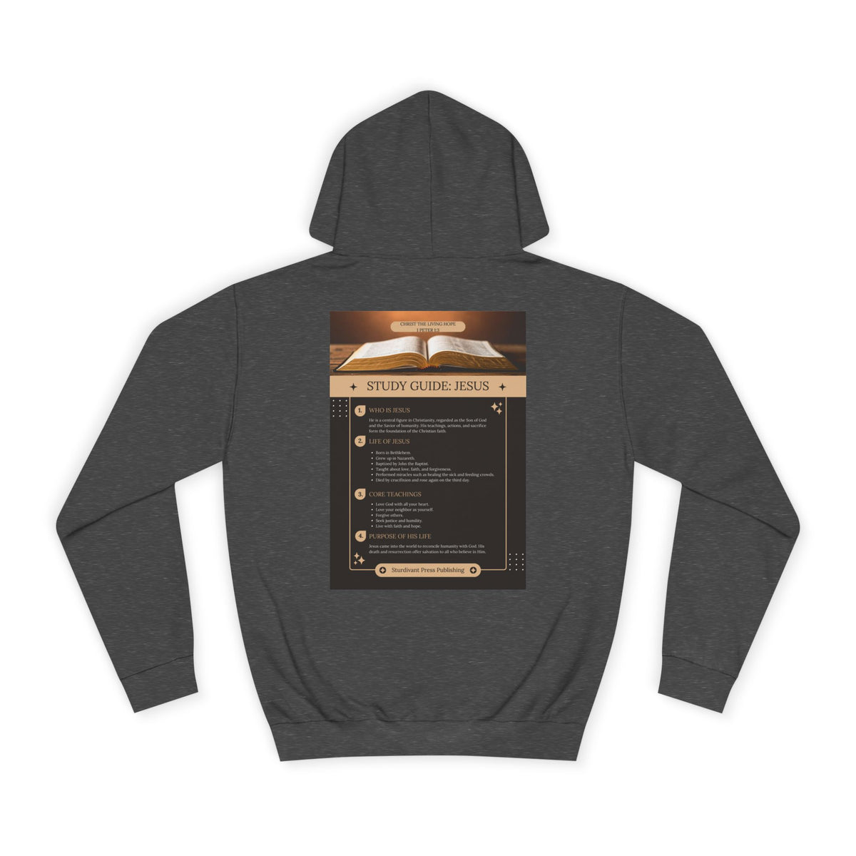 College Study Guide Hoodie — "Study Guide: Jesus" Inspirational Campus Pullover