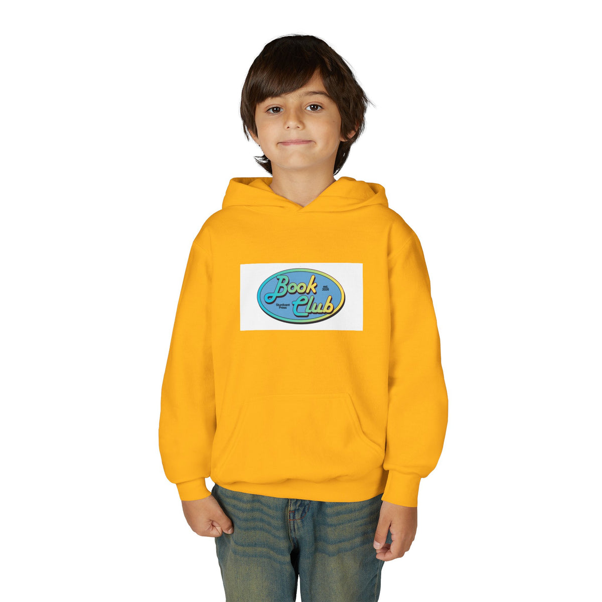 Youth Hoodie — 'Book Club' Front Logo & 'Grow In Peace' Botanical Back Graphic