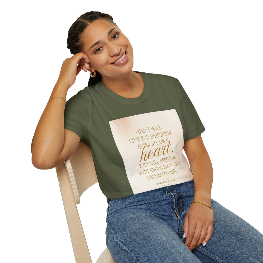 Christian Scripture T‑Shirt — “Then I Will Give You Shepherds After My Own Heart” Inspirational Tee