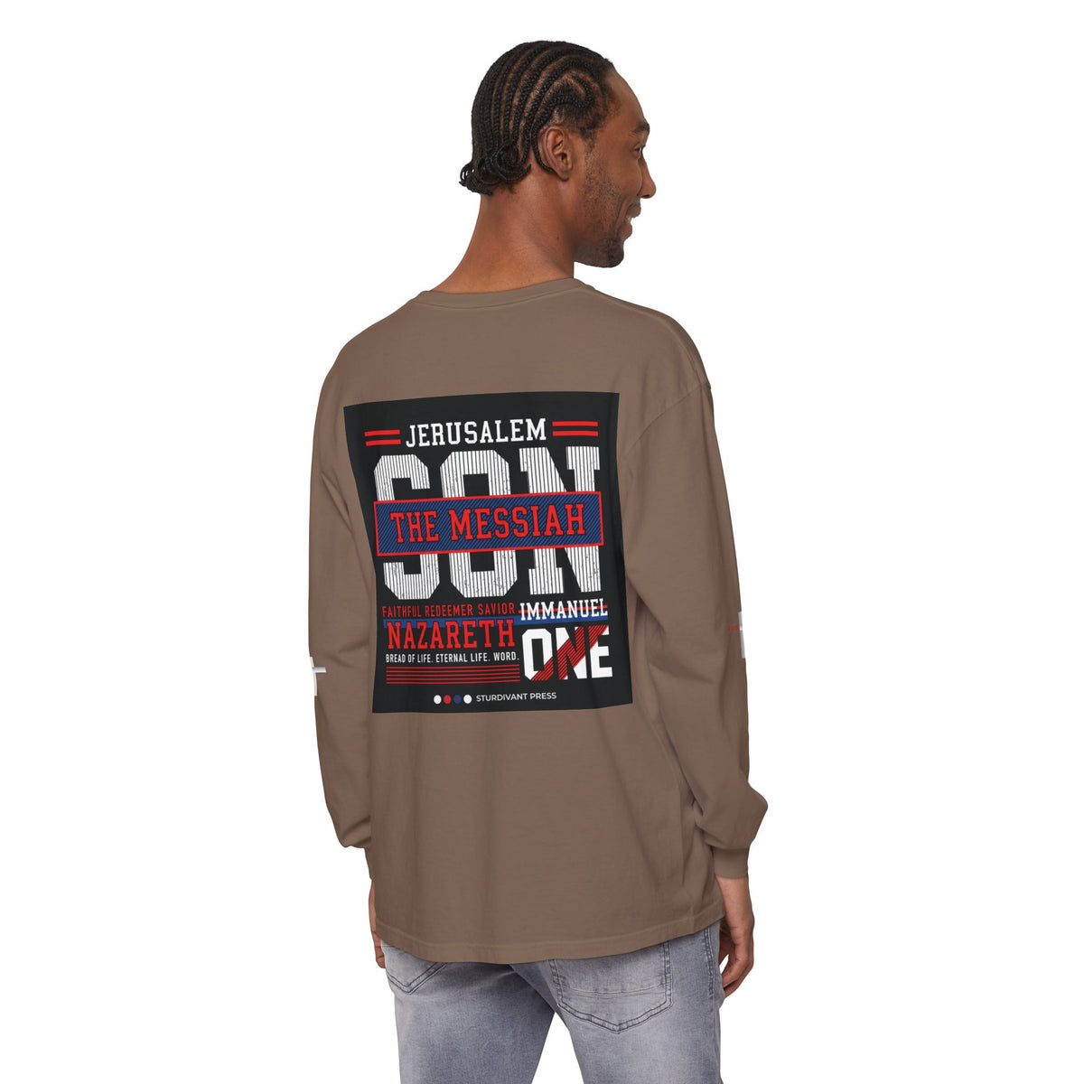 Christian Long Sleeve Tee — "The Messiah" Jerusalem Nazareth Design