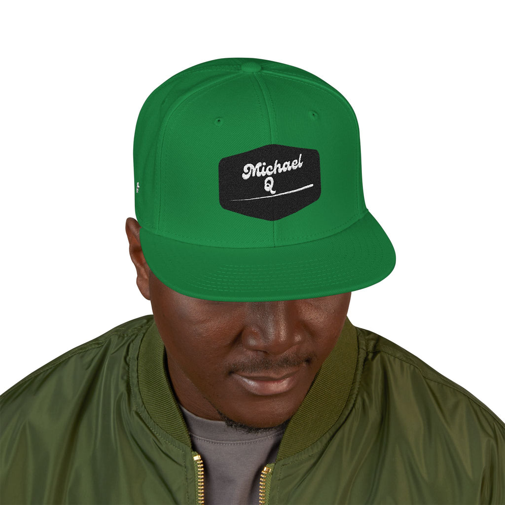 Embroidered 'Stoked' Snapback Hat — Black & Charcoal Skate Cap
