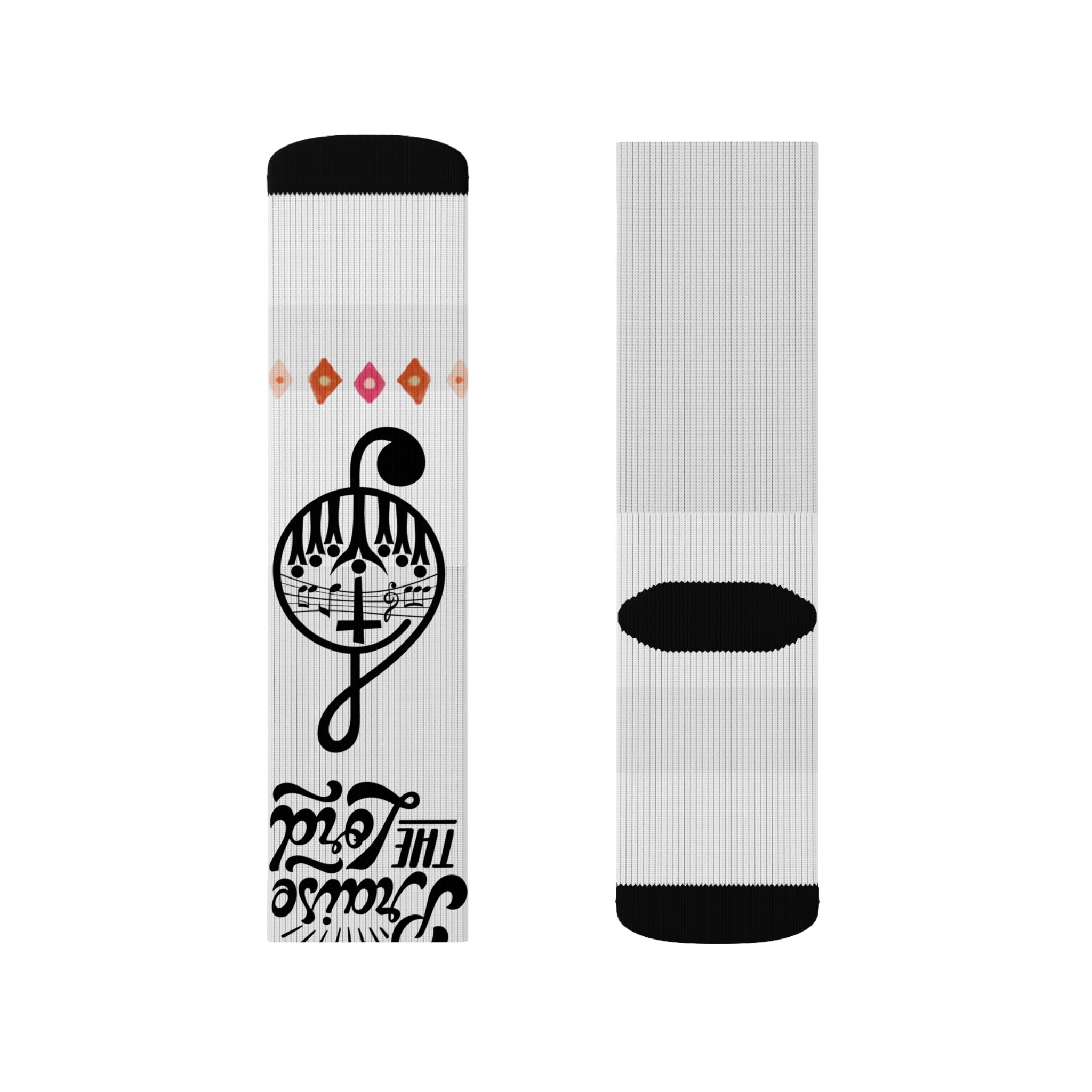 Music Notes Sublimation Crew Socks – 'Music Is My Escape' Graphic Socks