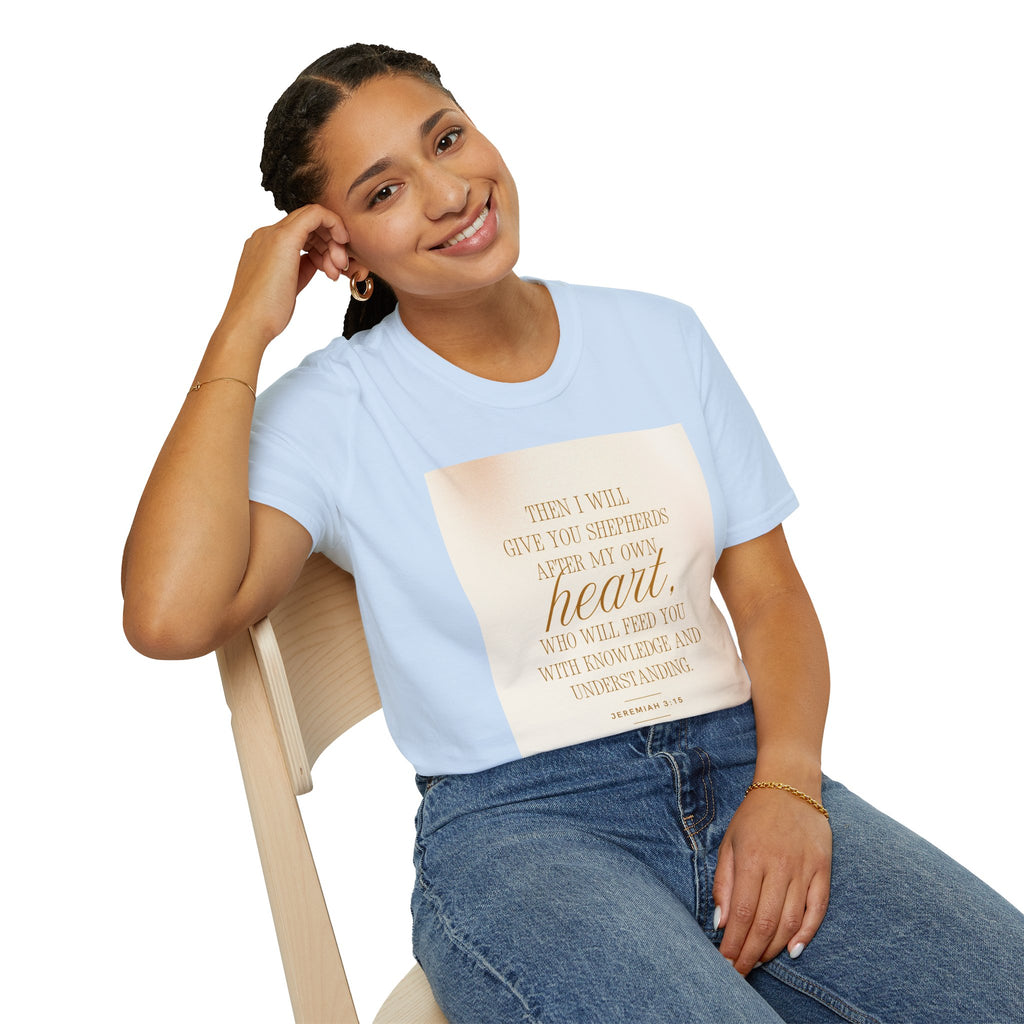 Christian Scripture T‑Shirt — “Then I Will Give You Shepherds After My Own Heart” Inspirational Tee