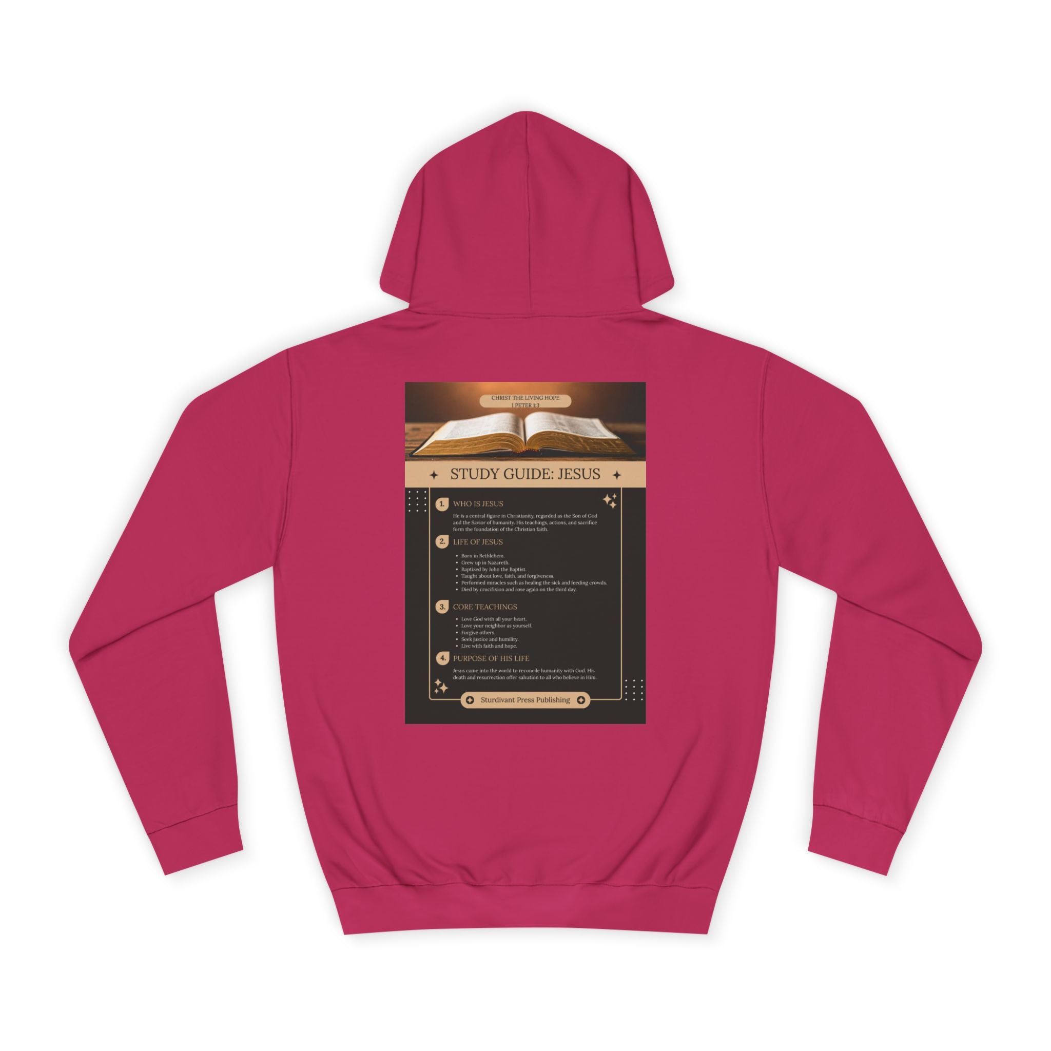 College Study Guide Hoodie — "Study Guide: Jesus" Inspirational Campus Pullover