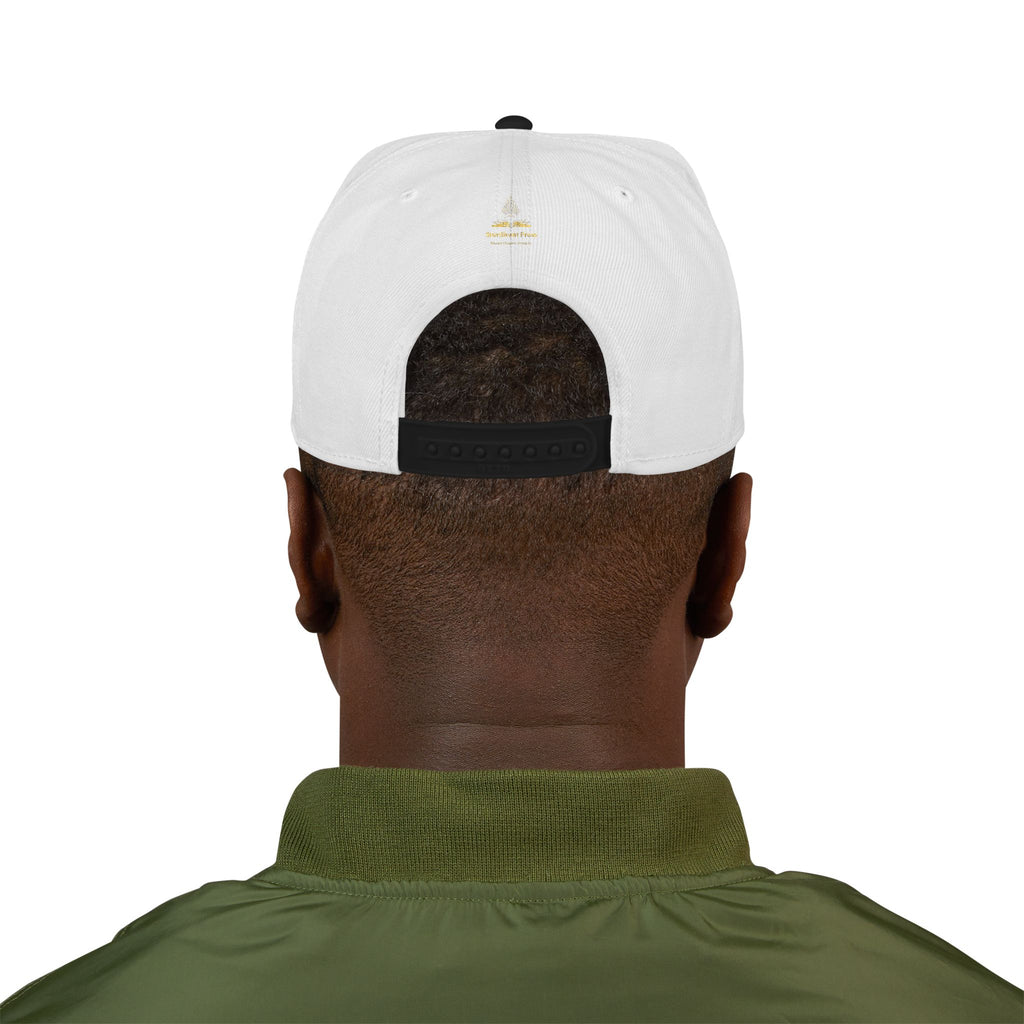 Embroidered 'Stoked' Snapback Hat — Black & Charcoal Skate Cap