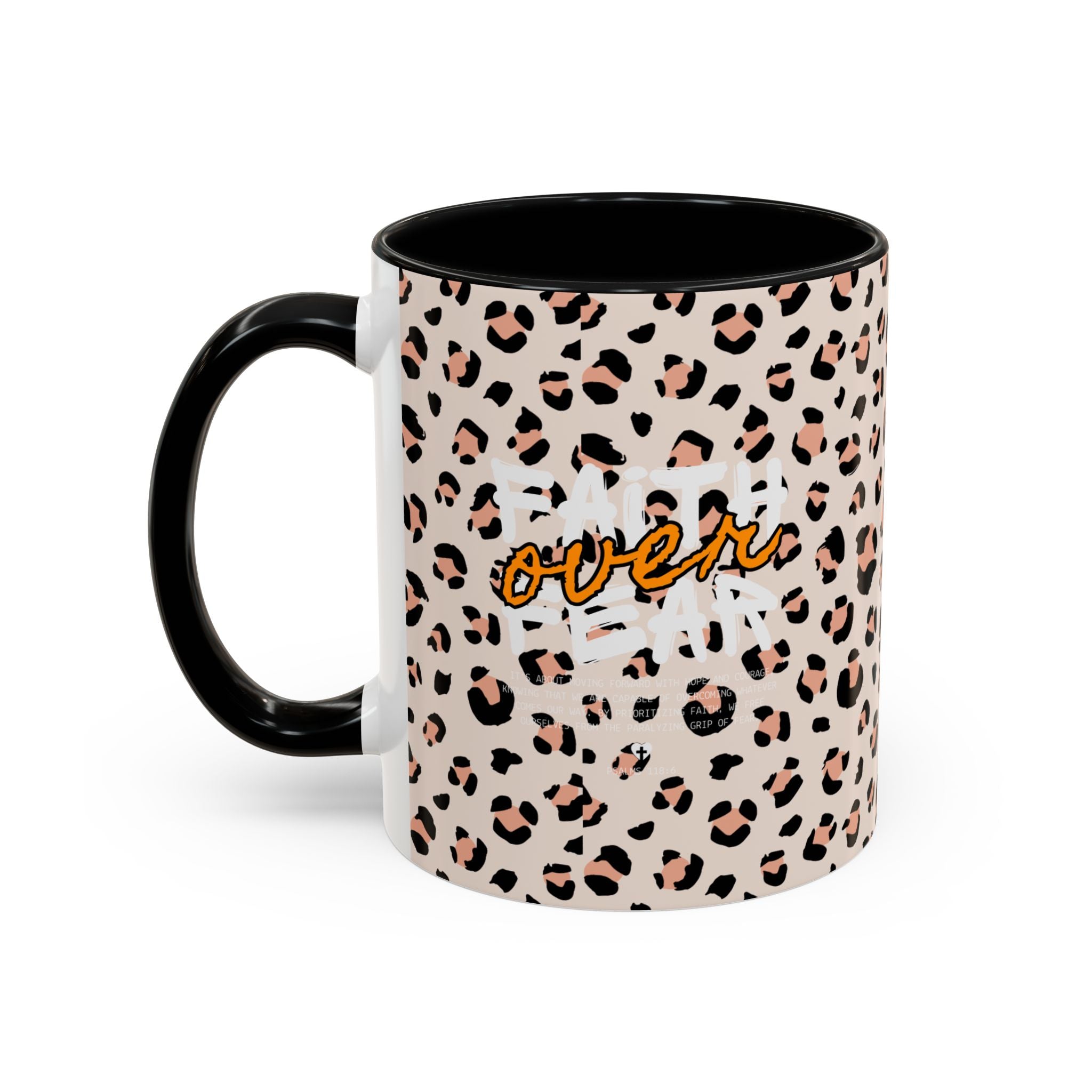 Leopard Print Accent Coffee Mug — Pink & Black Animal Pattern (11/15 oz)