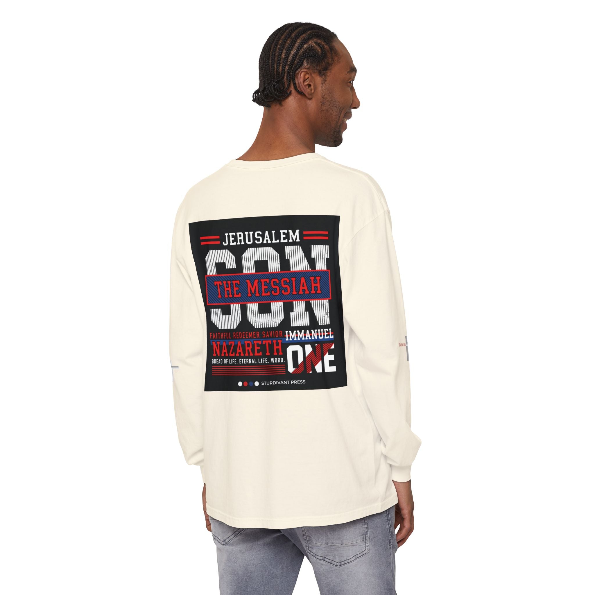Christian Long Sleeve Tee — "The Messiah" Jerusalem Nazareth Design