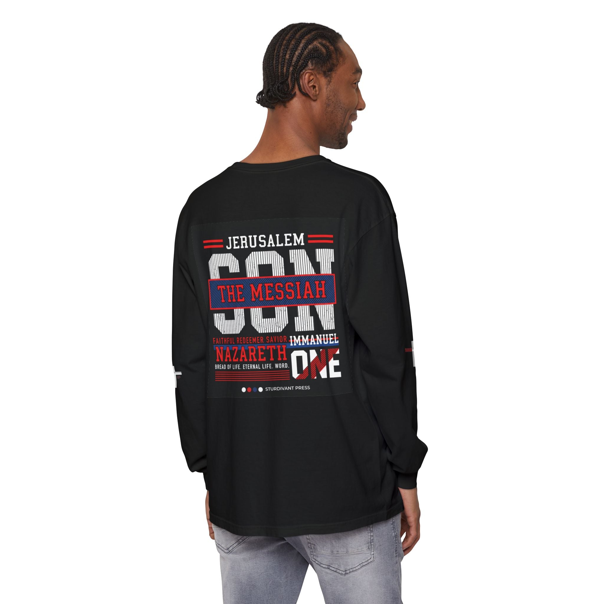 Christian Long Sleeve Tee — "The Messiah" Jerusalem Nazareth Design