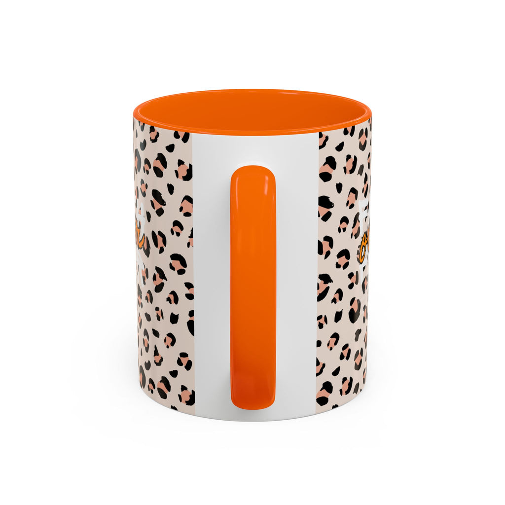 Leopard Print Accent Coffee Mug — Pink & Black Animal Pattern (11/15 oz)