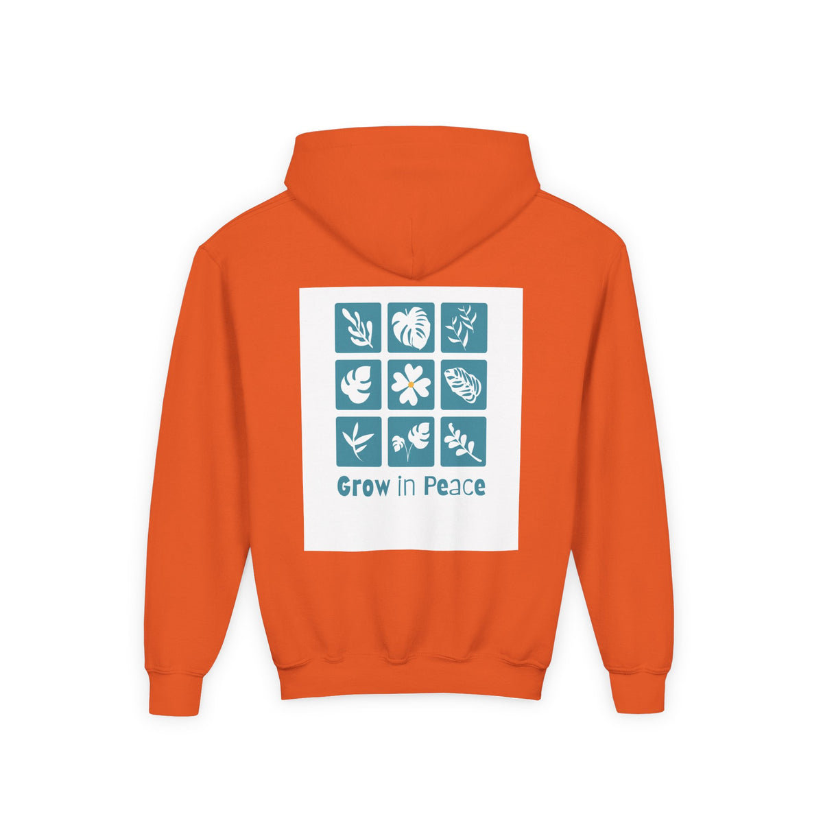 Youth Hoodie — 'Book Club' Front Logo & 'Grow In Peace' Botanical Back Graphic