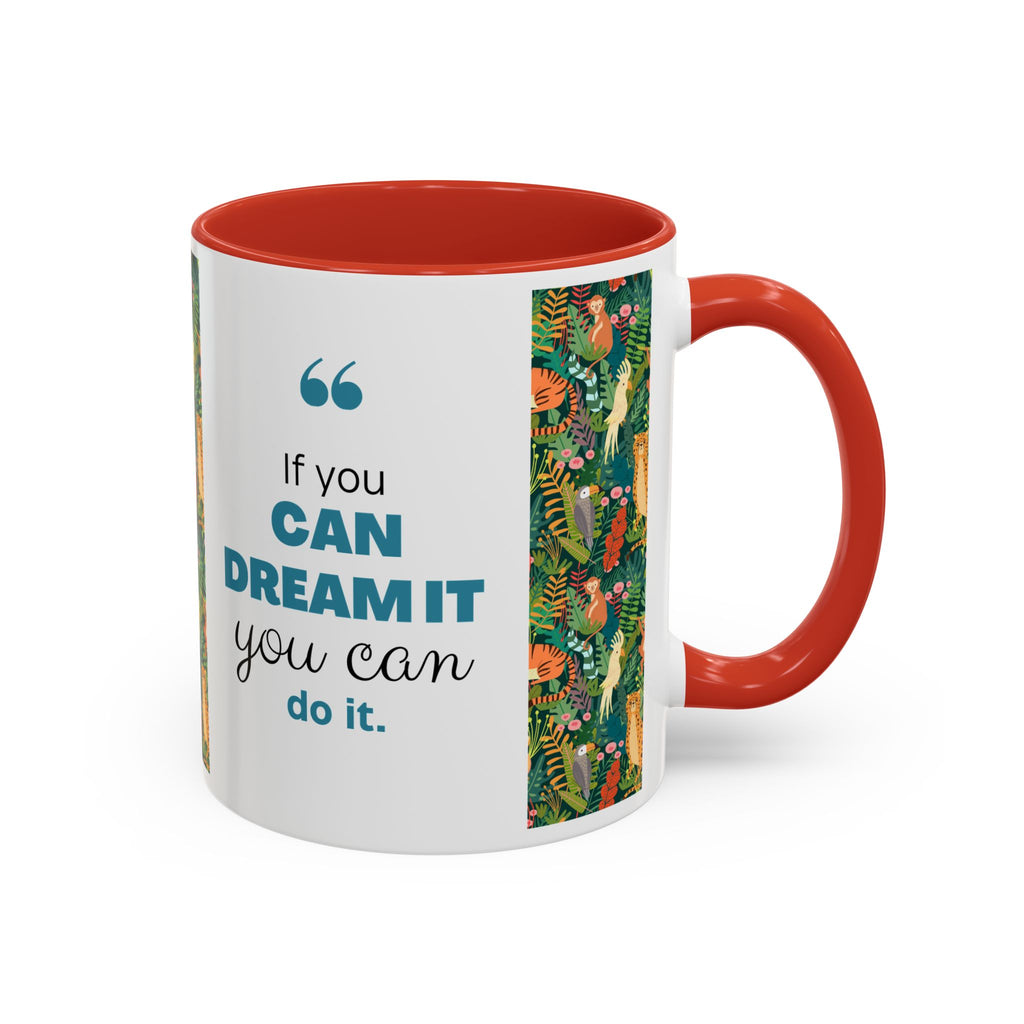Tropical Jungle Animal Accent Coffee Mug — Colorful Parrot, Tiger & Leopard Pattern (11/15 oz)