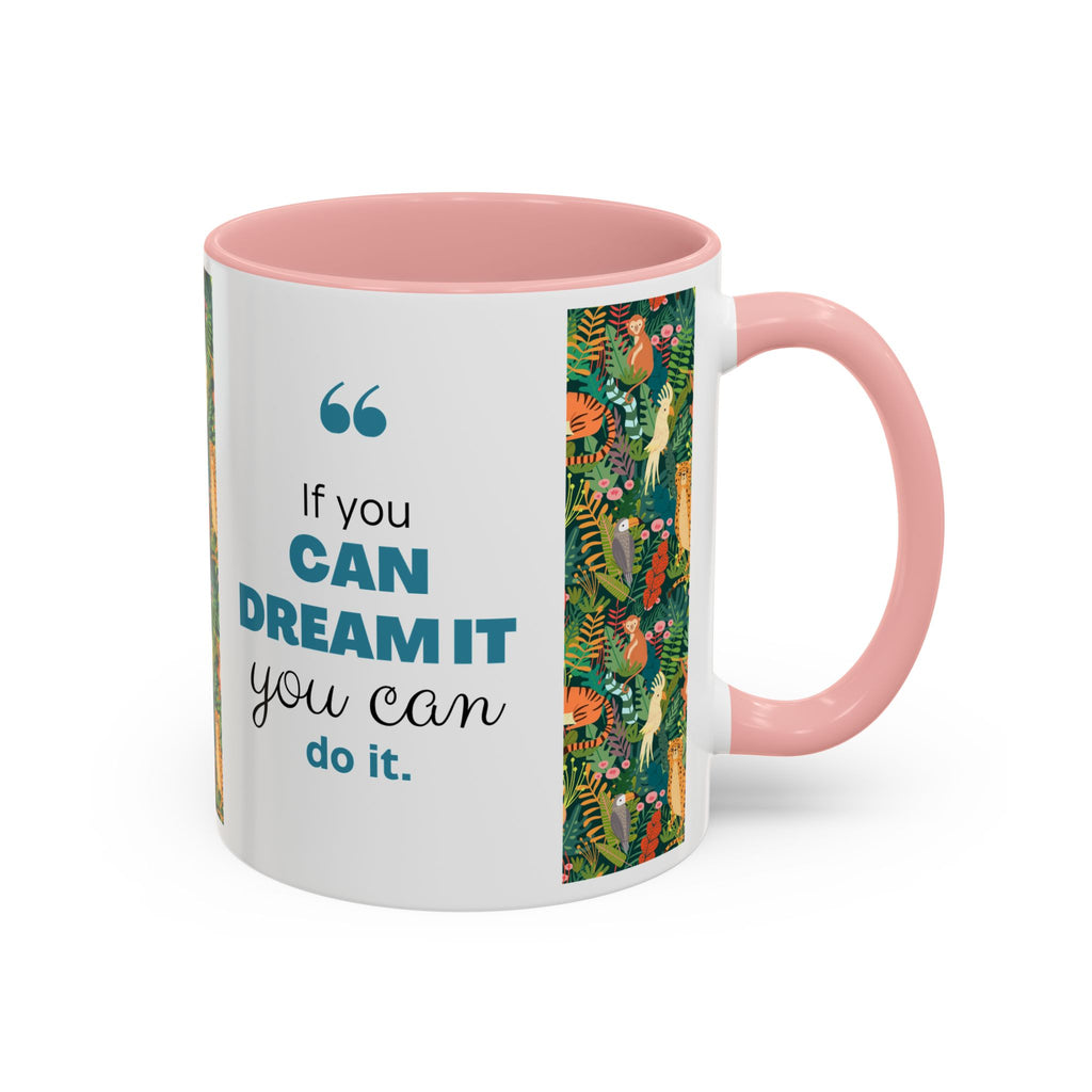 Tropical Jungle Animal Accent Coffee Mug — Colorful Parrot, Tiger & Leopard Pattern (11/15 oz)
