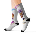 Colorful Disco Cat Sublimation Socks — Funky Novelty Crew Socks