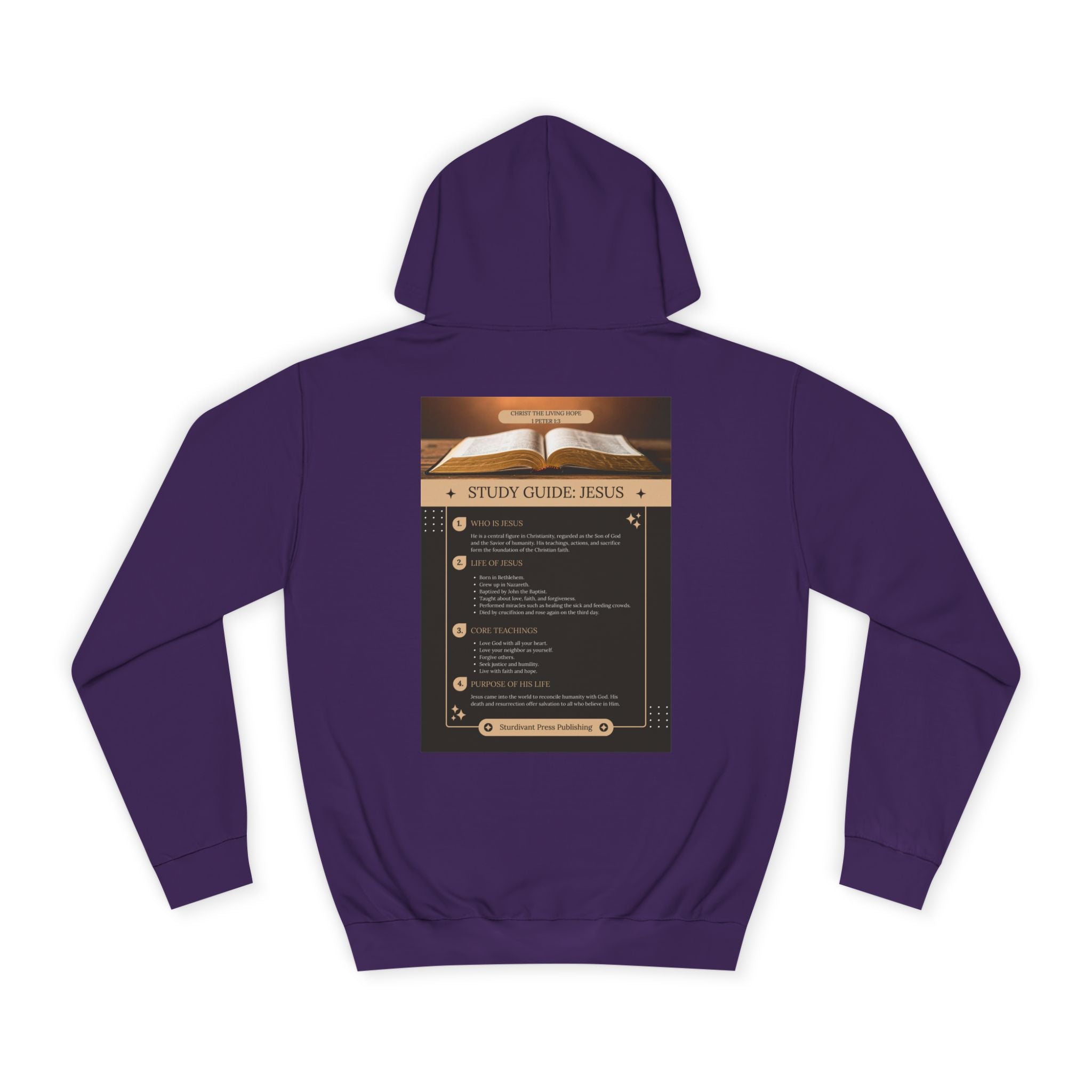 College Study Guide Hoodie — "Study Guide: Jesus" Inspirational Campus Pullover