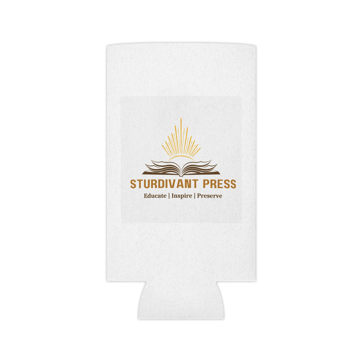 Can Cooler — Sturdivant Press Logo Can Koozie (Educate | Inspire | Preserve)