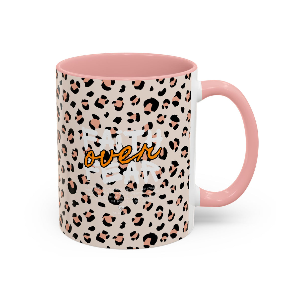 Leopard Print Accent Coffee Mug — Pink & Black Animal Pattern (11/15 oz)