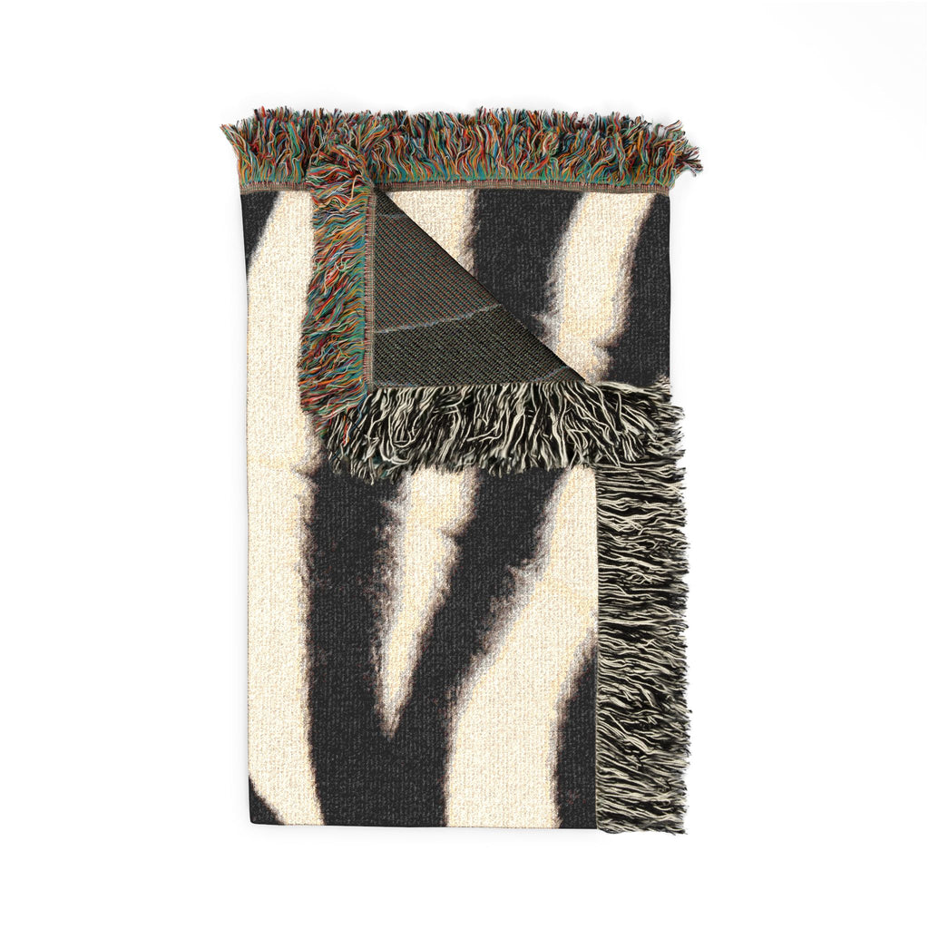 Zebra Print Woven Throw Blanket — Cozy Animal-Print Decor