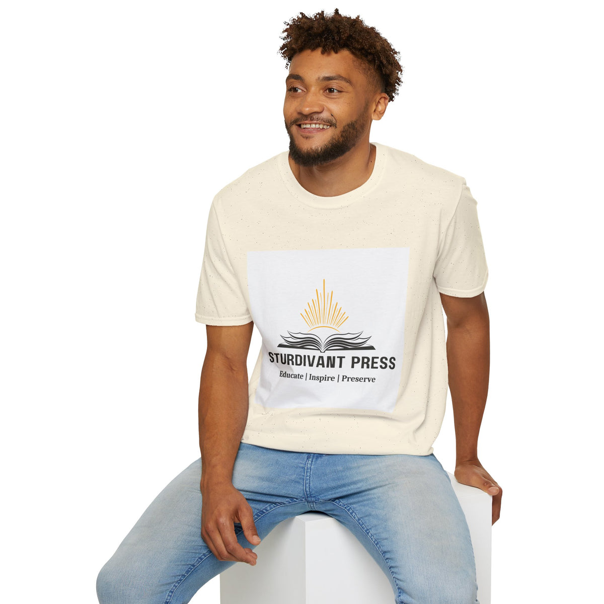 Minimal Lighthouse Logo T-Shirt — Coastal Nautical Graphic Tee