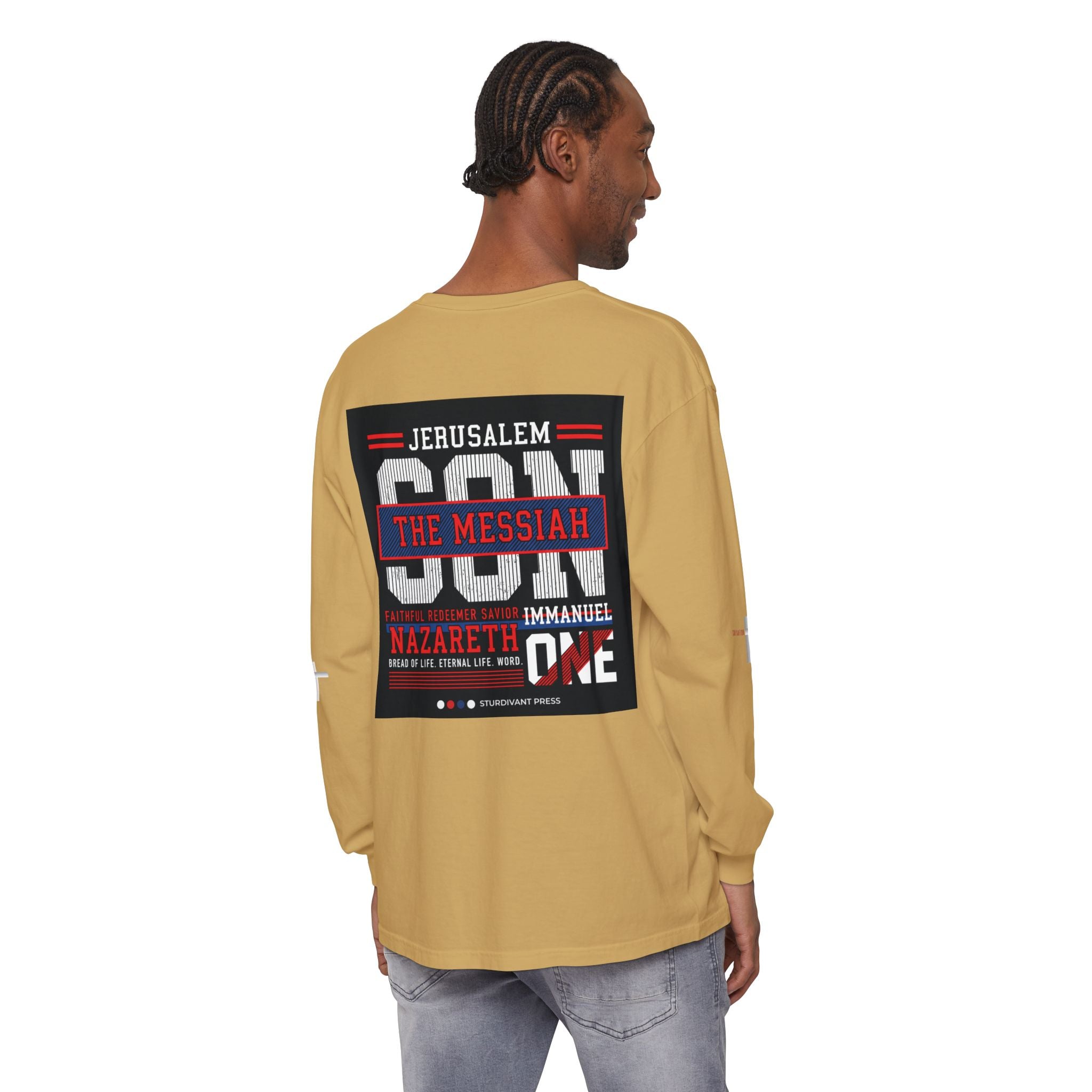 Christian Long Sleeve Tee — "The Messiah" Jerusalem Nazareth Design