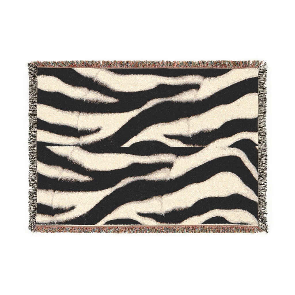Zebra Print Woven Throw Blanket — Cozy Animal-Print Decor
