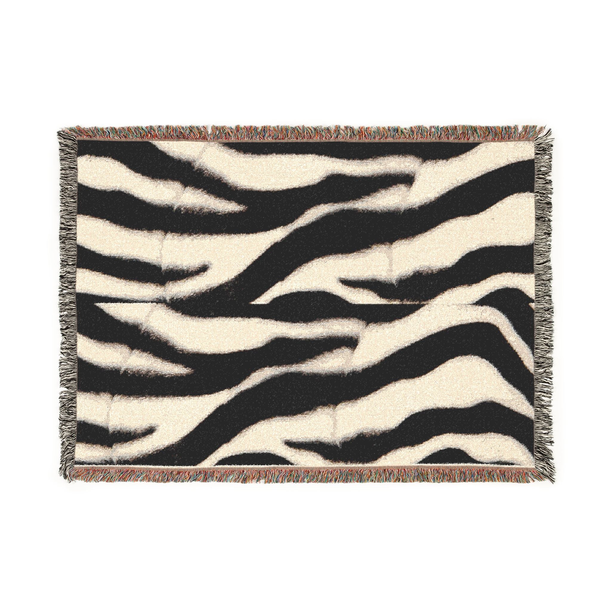 Zebra Print Woven Throw Blanket — Cozy Animal-Print Decor
