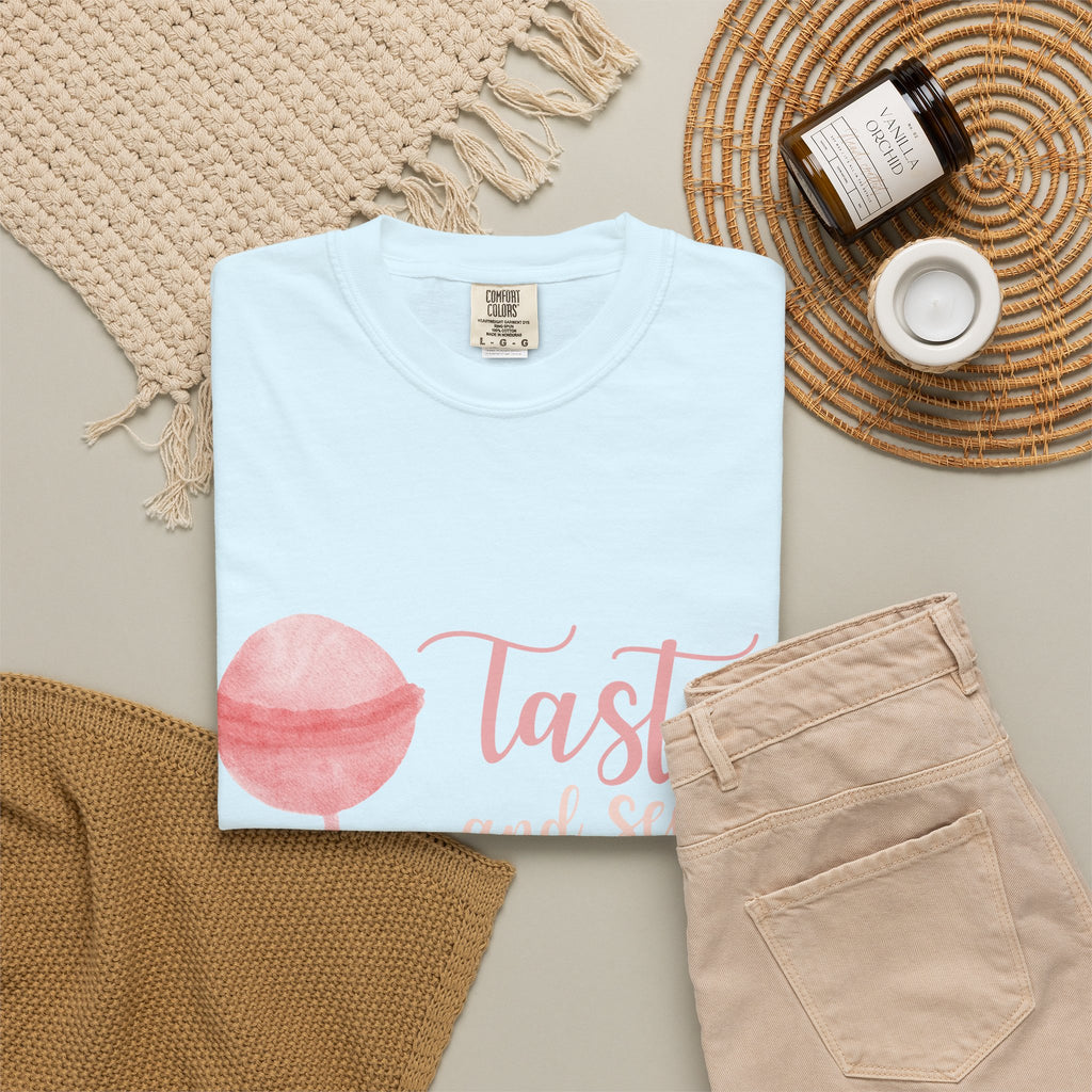 Christian Lollipop Tee — "Taste and See that the Lord is Good" Pink Faith T-Shirt