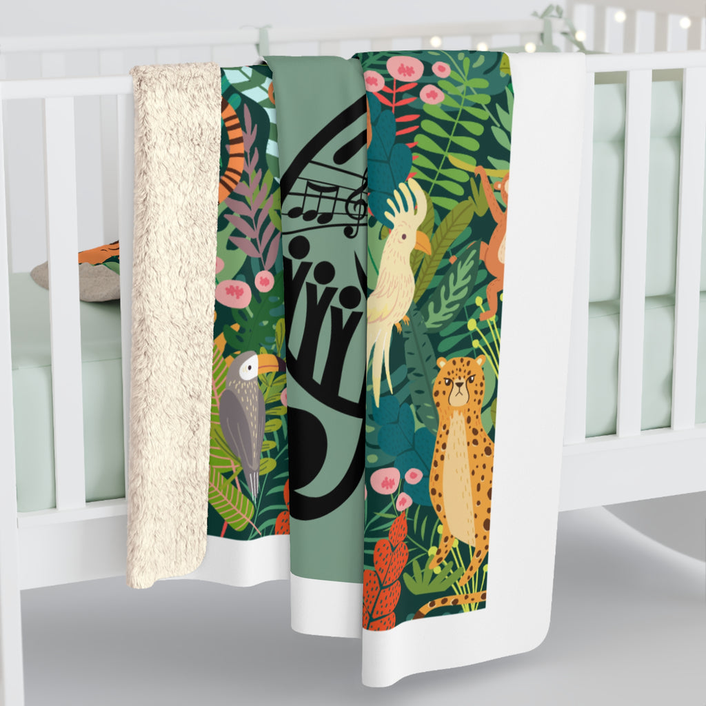 Praise the Lord Sherpa Fleece Blanket – Christian Music Note & Jungle Animal Cozy Throw