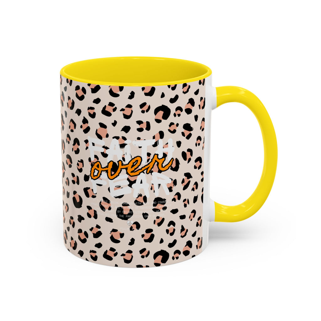 Leopard Print Accent Coffee Mug — Pink & Black Animal Pattern (11/15 oz)