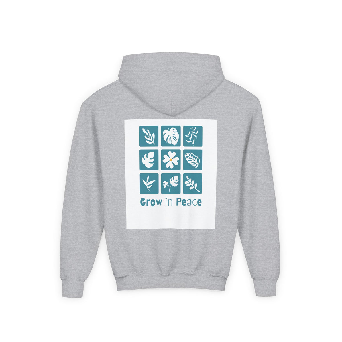 Youth Hoodie — 'Book Club' Front Logo & 'Grow In Peace' Botanical Back Graphic