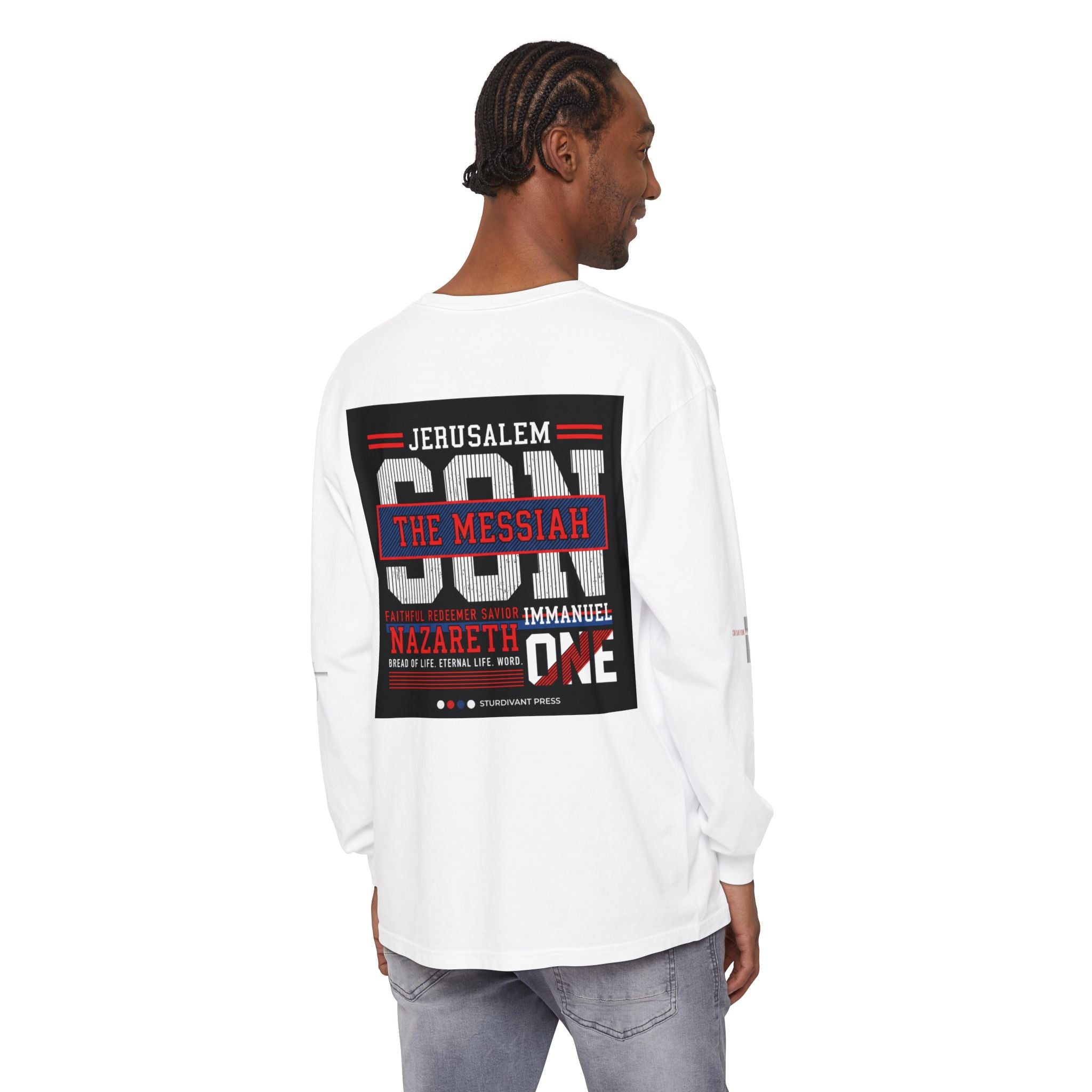 Christian Long Sleeve Tee — "The Messiah" Jerusalem Nazareth Design