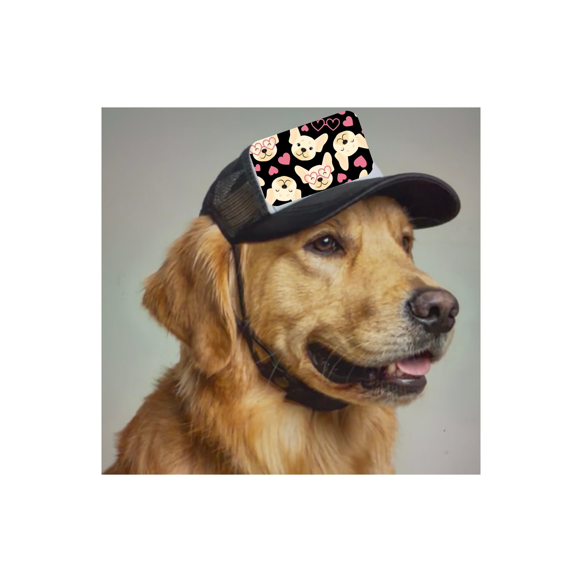 Dog Pattern Trucker Hat — Foam Front Cap with Cross Accent