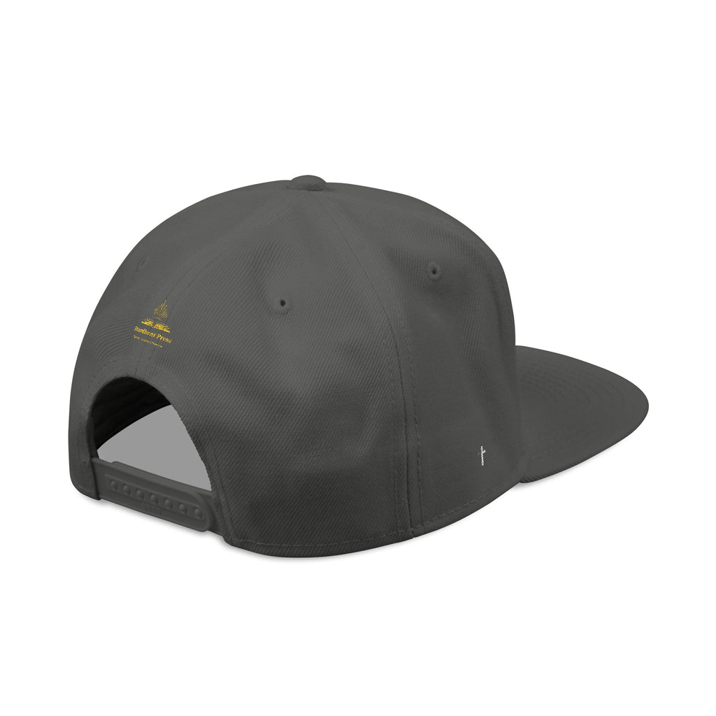 Embroidered 'Stoked' Snapback Hat — Black & Charcoal Skate Cap