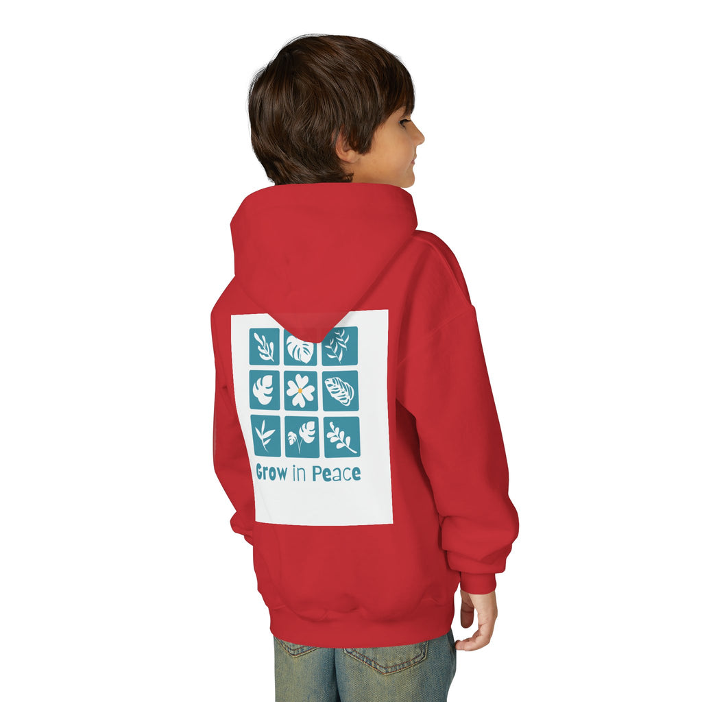 Youth Hoodie — 'Book Club' Front Logo & 'Grow In Peace' Botanical Back Graphic