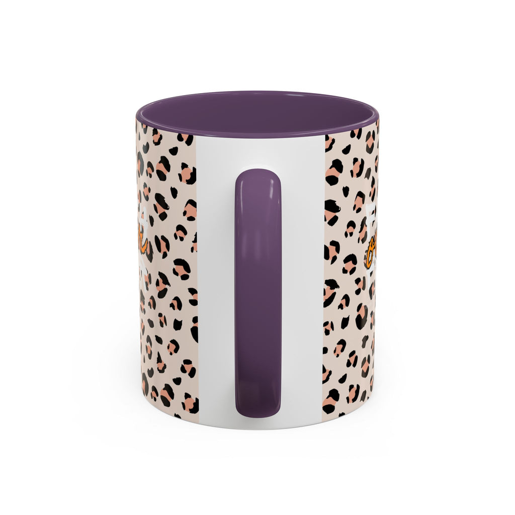 Leopard Print Accent Coffee Mug — Pink & Black Animal Pattern (11/15 oz)