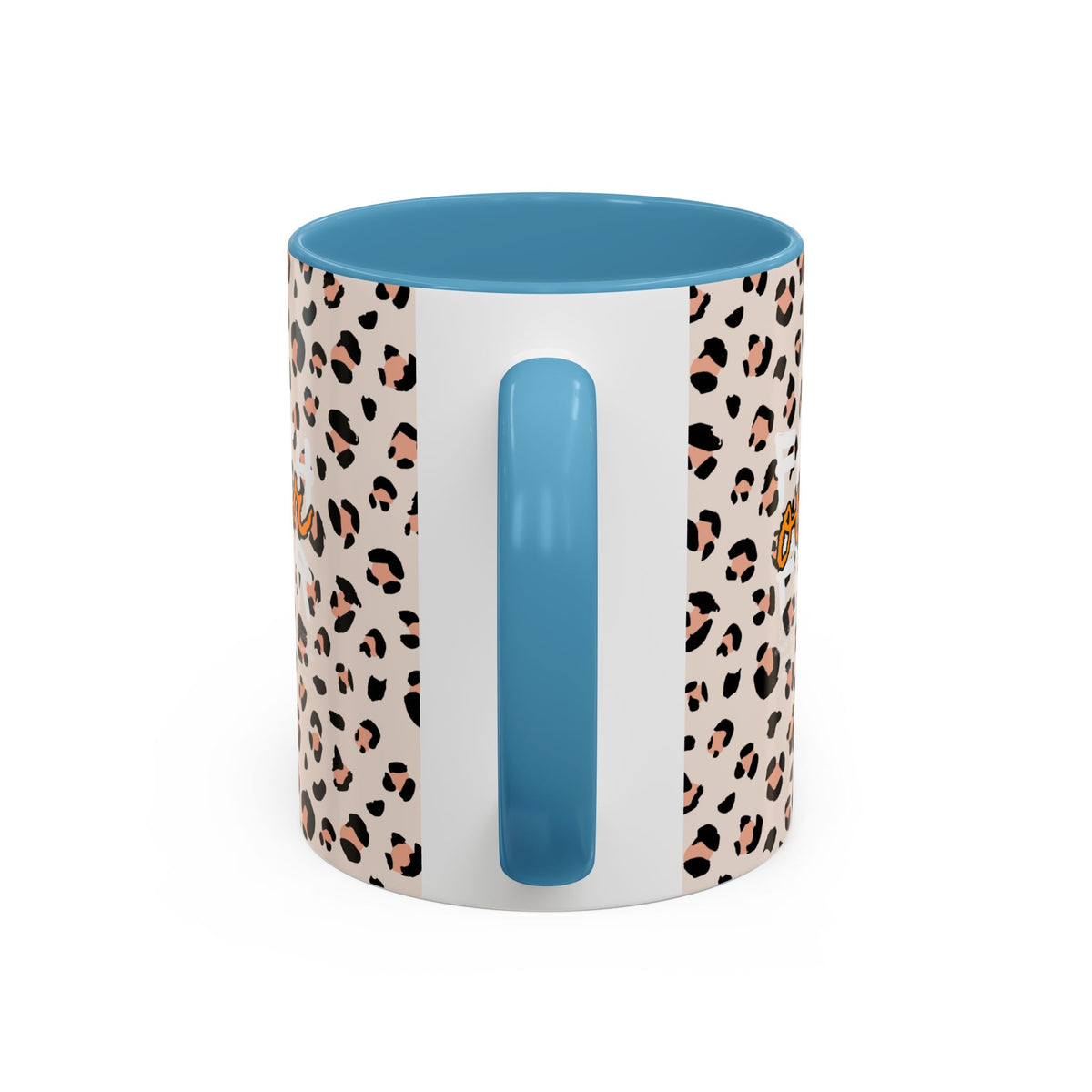 Leopard Print Accent Coffee Mug — Pink & Black Animal Pattern (11/15 oz)