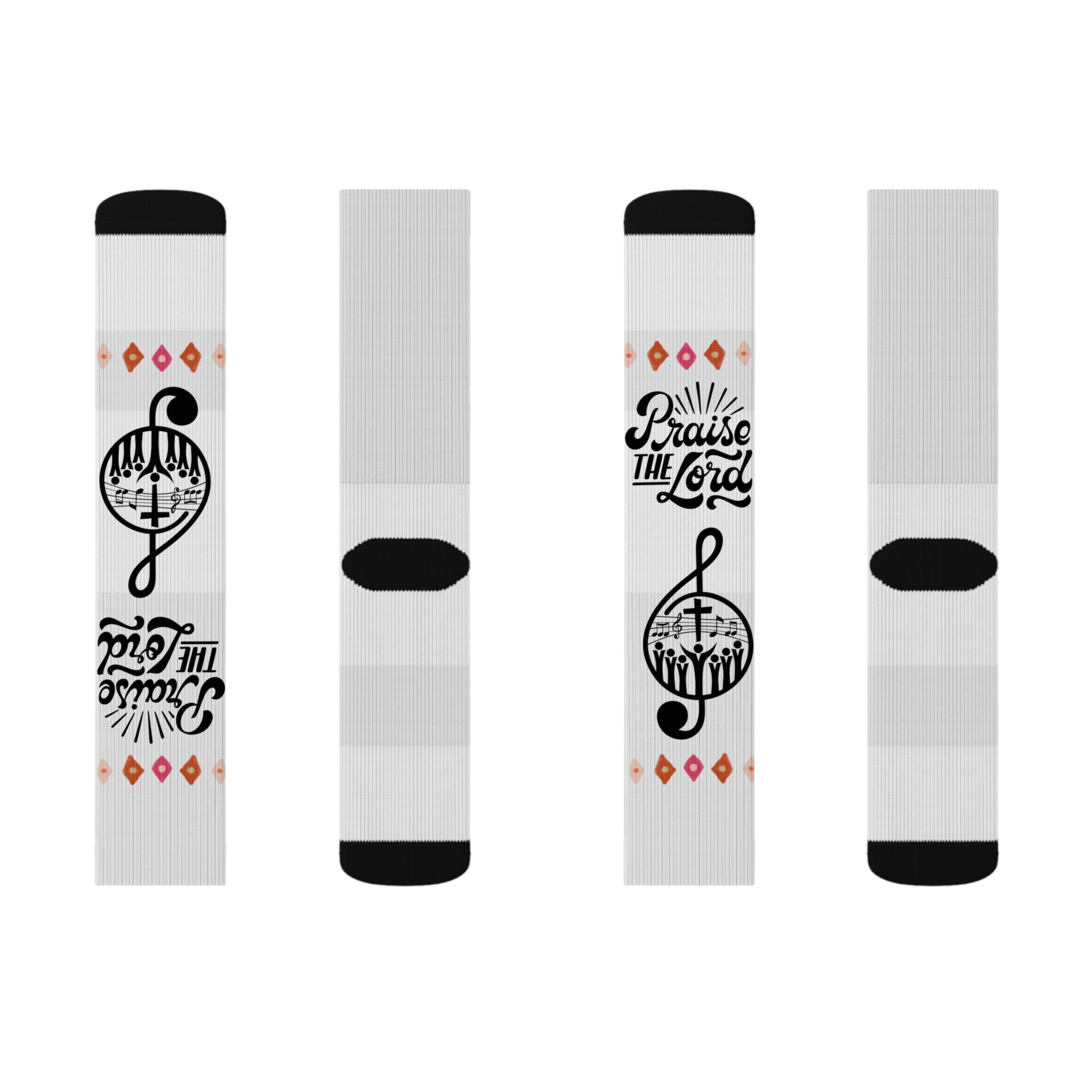 Music Notes Sublimation Crew Socks – 'Music Is My Escape' Graphic Socks